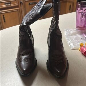 Brown Leather Ankle Boots with Western Design Madden Girl 7.5